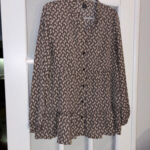 SHEIN Black and Cream Geometric Blouse